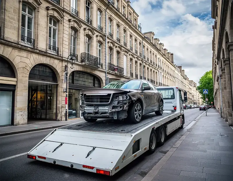 Camion de remorquage Full Dépannage en intervention pour un véhicule à Bordeaux